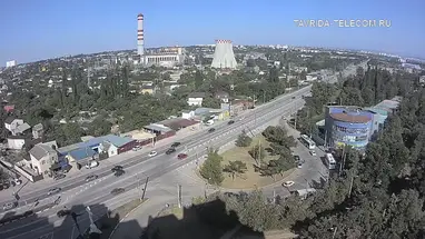 Blick auf das Heizkraftwerk Simferopol, Autobahn Jewpatorija Online-Webcam