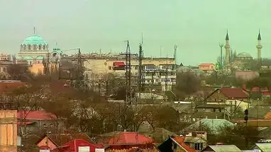 Vue de la cathédrale et de la mosquée d'Eupatoria webcam en direct