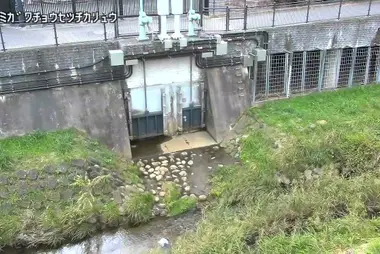 Fiume Kasumi all'uscita del bacino di laminazione Kasumi, Ome