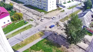Kreuzung der Straßen Leningrad und Pugatschow, Bijsk Online-Webcam