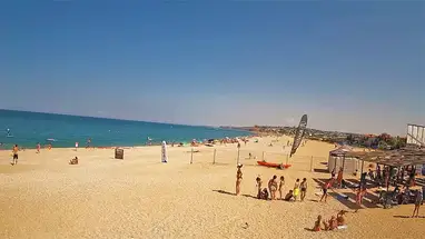 Strand van dorp Lyubimovka online-webcam