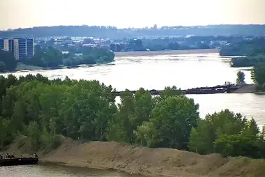 View of Pontoon Bridge of Biysk city from George Pribytkov Street